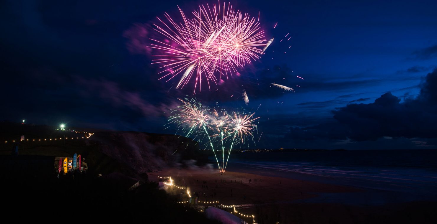 Fireworks celebrating ten years of Polo on the Beach. Lewis Harrison Pinder