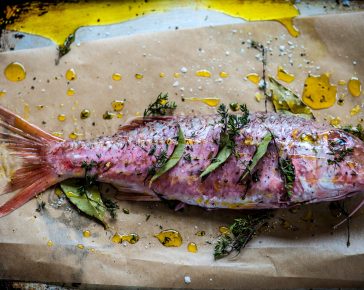 Red mullet cooked with Mrs Middleton’s Cold-Pressed Rapeseed Oil. David Griffen