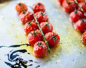 Tomatoes roasted with Mrs Middleton’s Cold-Pressed Rapeseed Oil. David Griffen