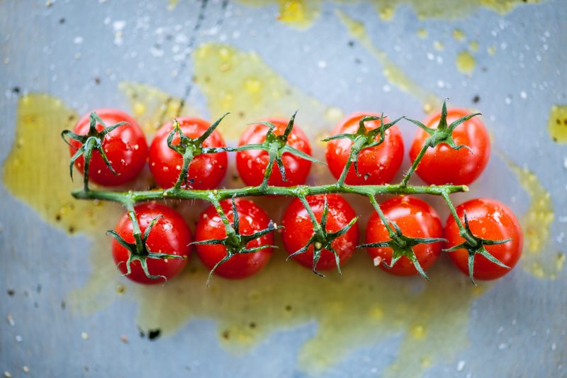 Tomatoes drizzled with Mrs Middleton’s Cold-Pressed Rapeseed Oil. David Griffen