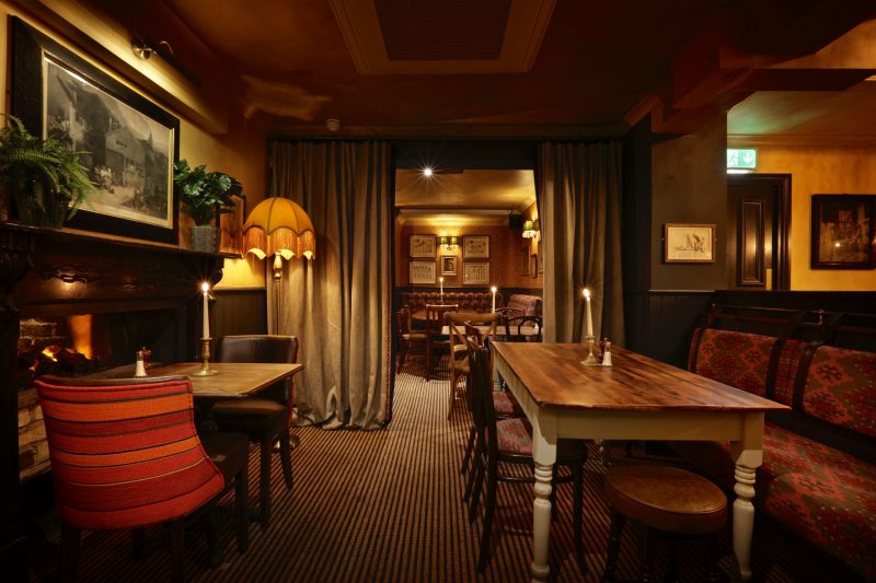 Downstairs seating at The Abbeville in Clapham. 