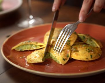 Freshly cooked ravioli at The Abbeville in Clapham. Johnny Stephens