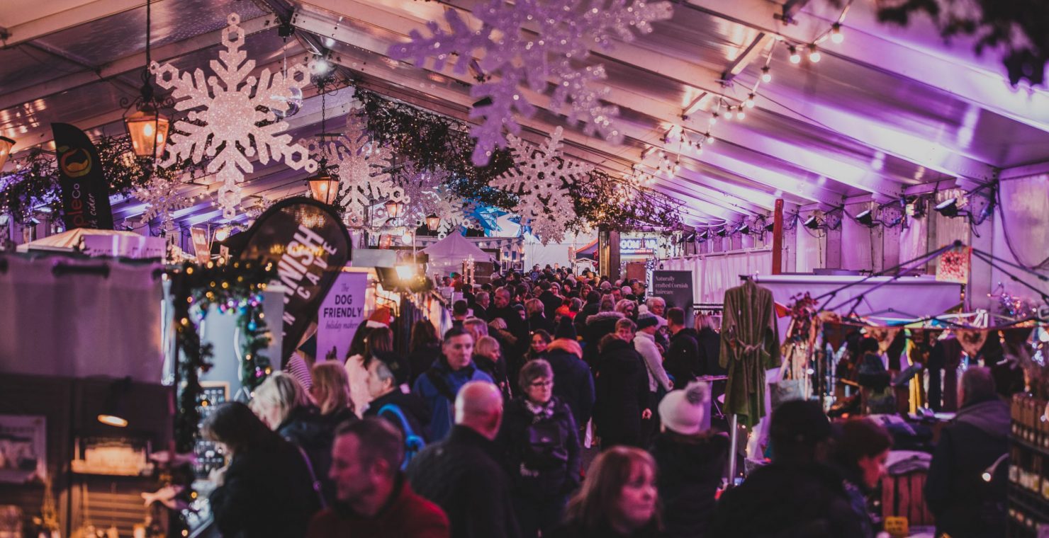 The market at Padstow Christmas Festival 2019