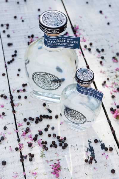 Rosemullion Distillery Seafarer's Gin on a white table