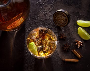 Rosemullion Distillery rum cocktail on dark background
