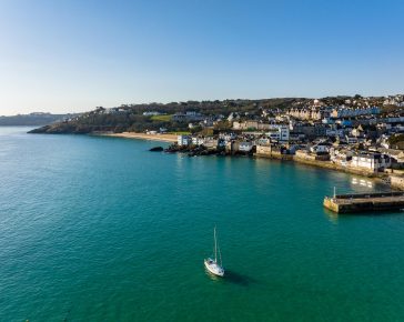 St Ives harbour with boat
