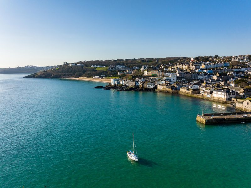 St Ives harbour with boat
