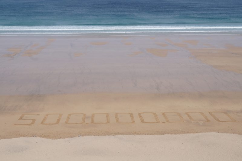 Oltco 500 Million Plastic Straws Sand Art on Tolcarne Beach, Newquay